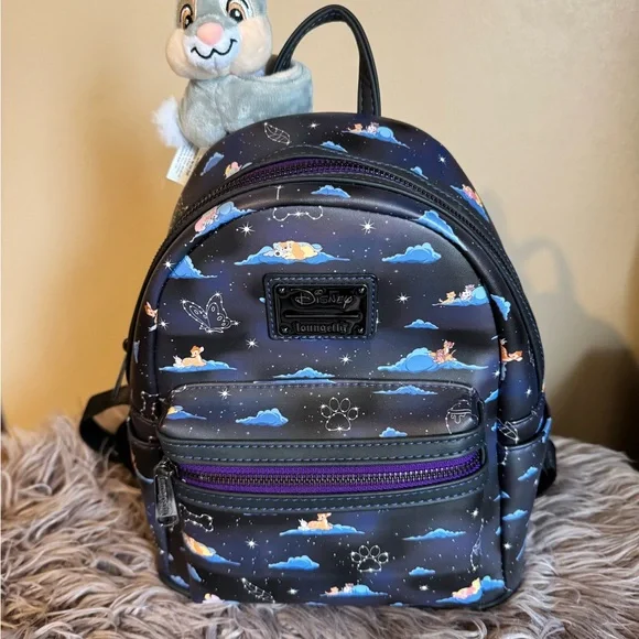 Loungefly Backpack - classic clouds Black with Blue and White Accents - Picture 1 of 4